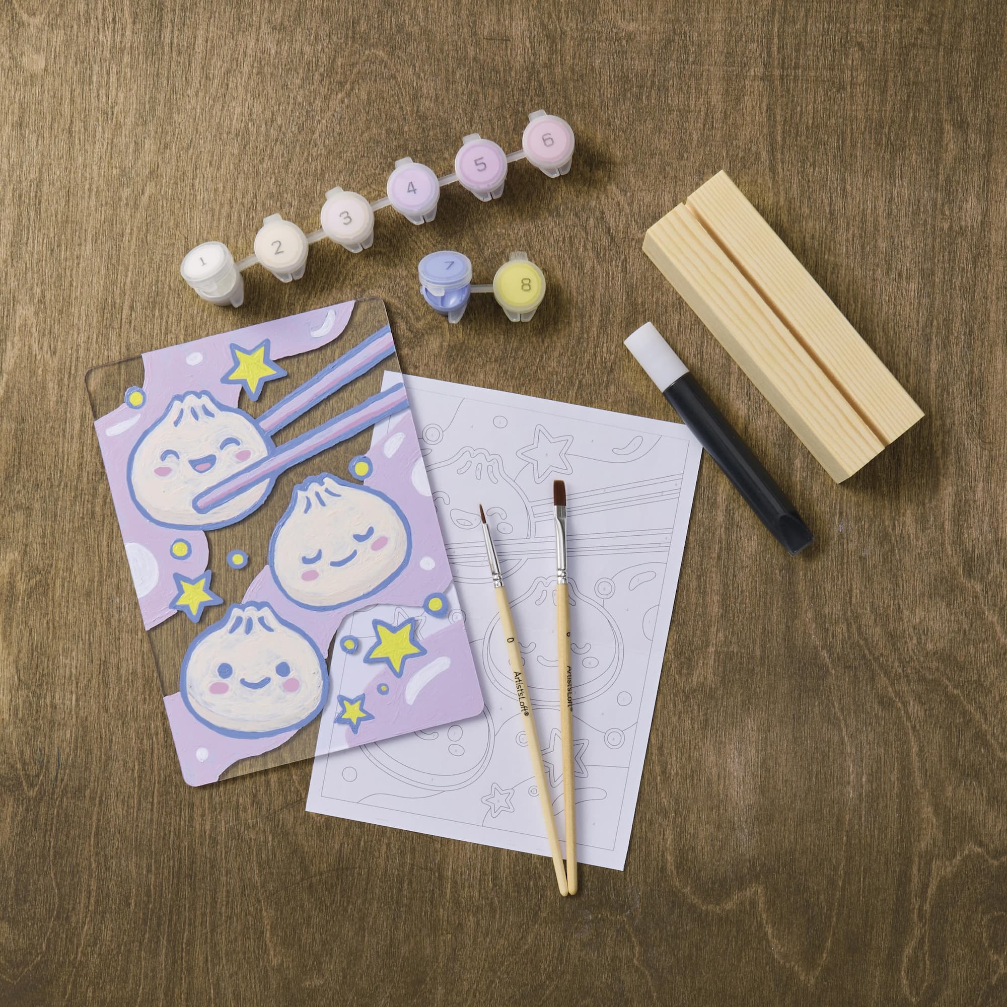5" x 7" Kawaii Dumpling Paint-by-Number Acrylic Surface Kit by Artist's Loft®